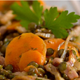image de la recette Salade de lentilles aux carottes et lardons